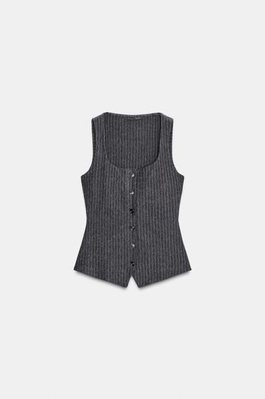 PINSTRIPE WAISTCOAT TOP - striped by Zara