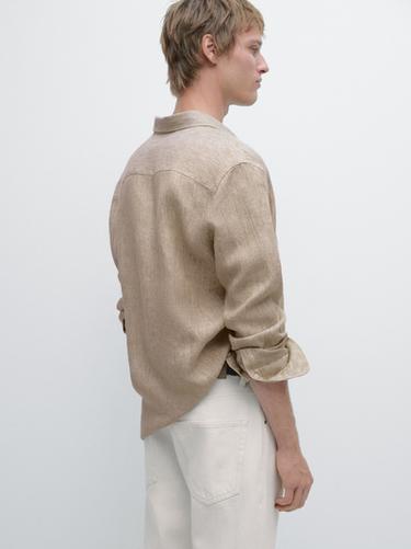 Camisa regular fit 100% lino - Crudo de Zara