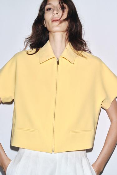 Zara ZW COLLECTION CROPPED JACKET - Yellow