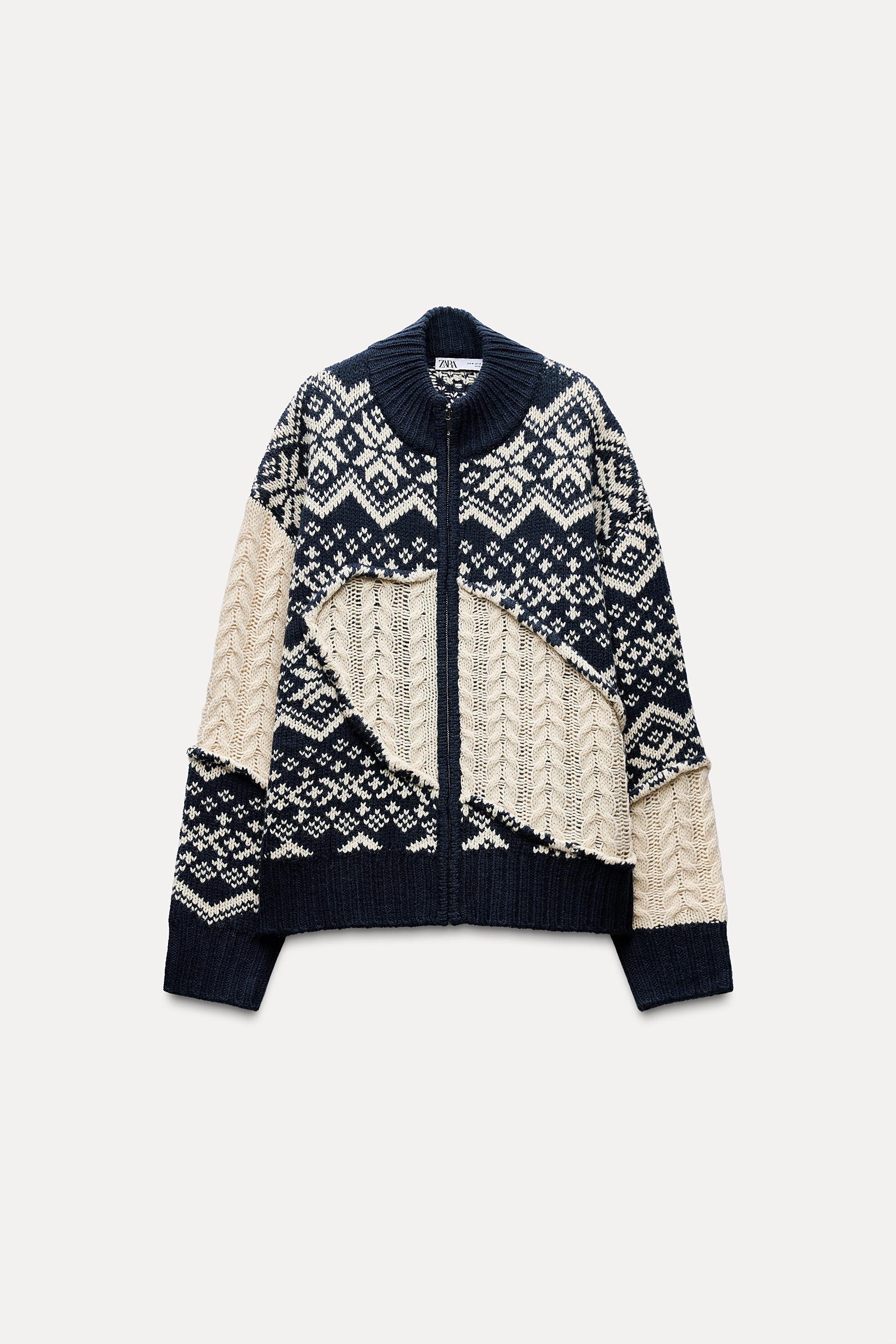 Zara knit jacquard cardigan hot