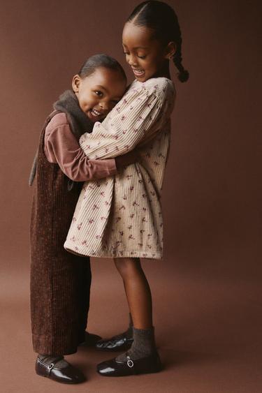 ZARA TIMELESS - FLORAL CORDUROY DUNGAREES - Brown by Zara