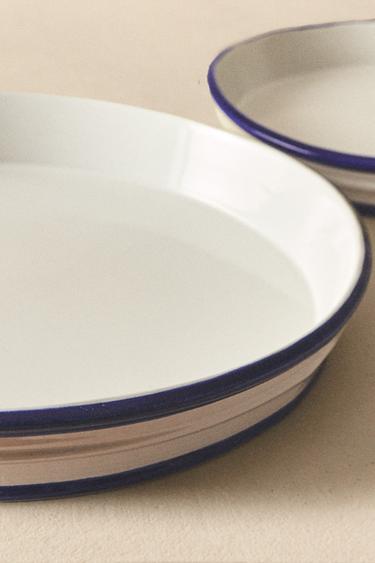 PLAT FAÏENCE BORD CONTRASTANT - Blanc / Bleu marine de Zara - Image 5