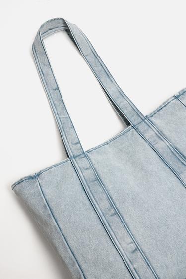 SAC SHOPPER DENIM EFFET DÉLAVÉ - Bleu de Zara - Image 4