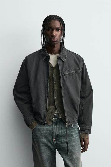 VESTE EN DENIM MATELASSÉE - Charbon de Zara