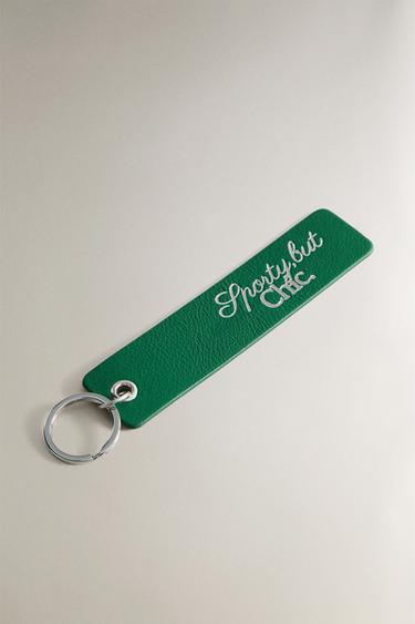 LEATHER TENNIS KEYRING - Green by Zara - Image 1