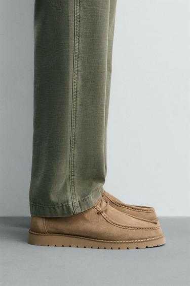 LEATHER MOC TOE SHOES - Beige by Zara - Image 0