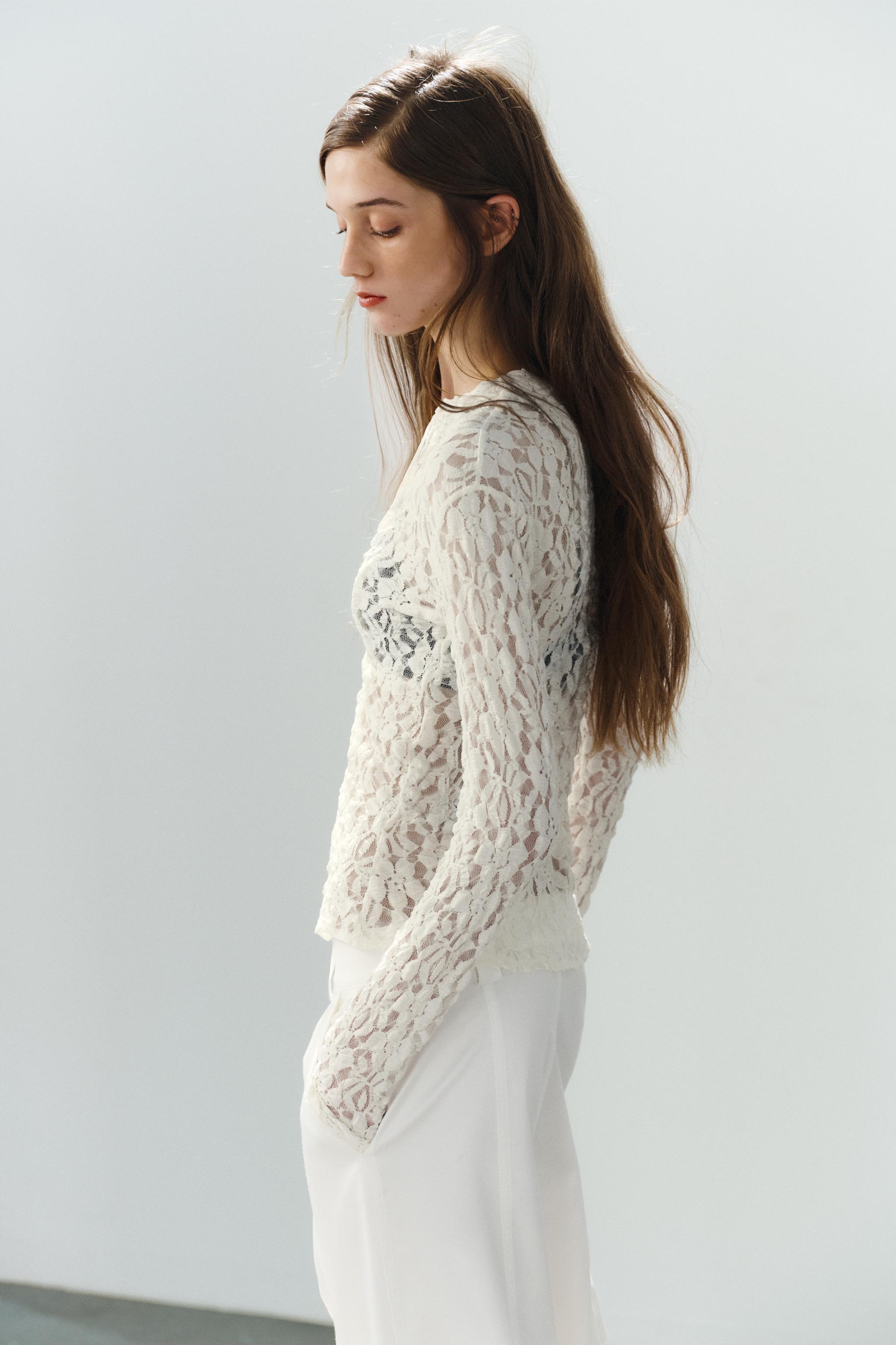 LACE BUTTON-UP TOP