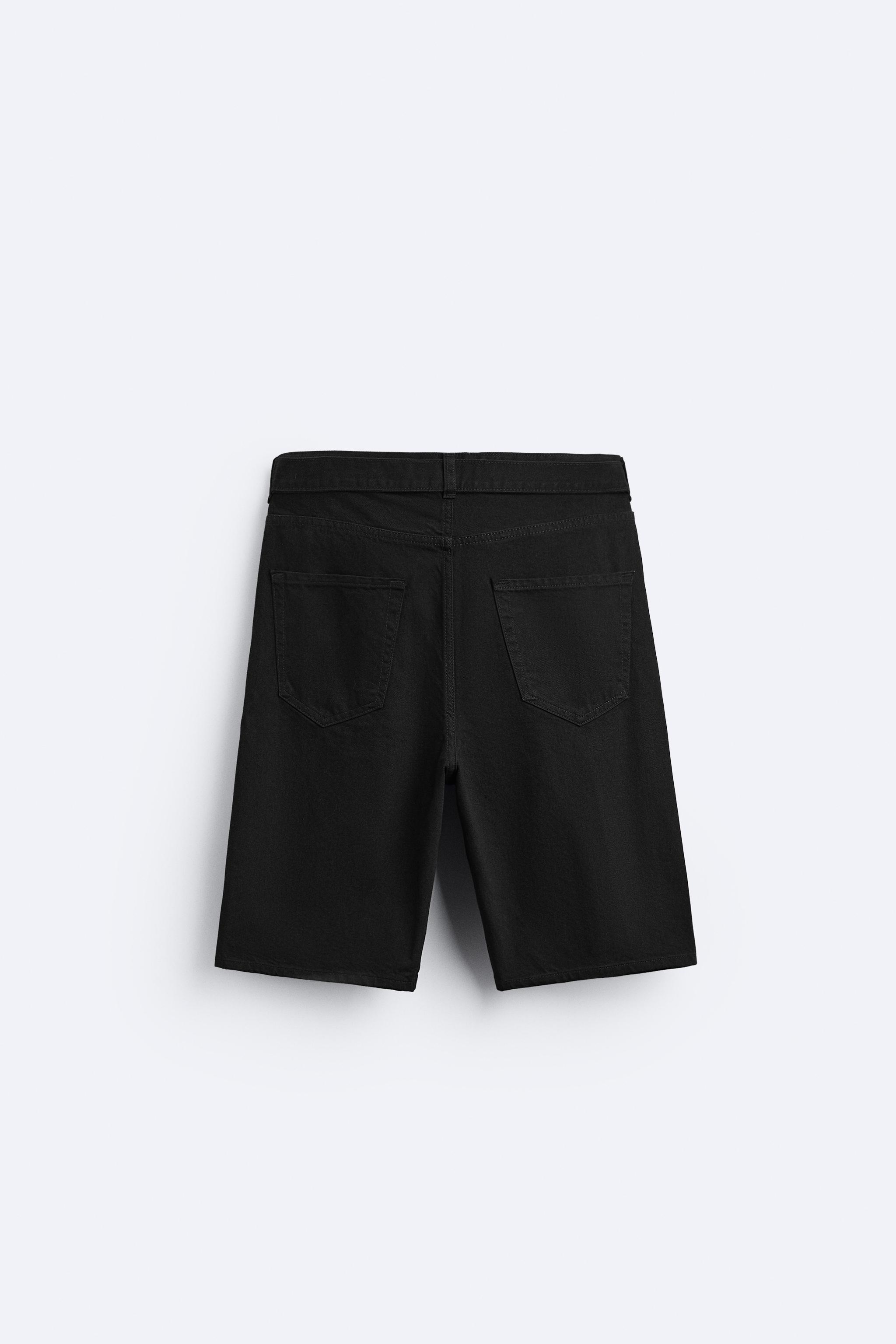 【COSYHARU】Adjust cut black denim bermuda pants Lya Cropped Denim Bermuda Shorts | Washed Black | hush