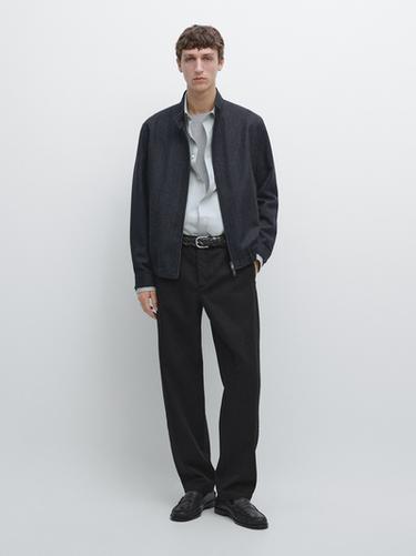 Pantalon serge coton taille élastique - Noir de Zara