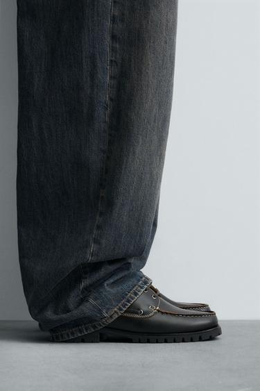 LEATHER DECK SHOES - Black by Zara - Image 0