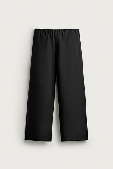 WIDE-LEG FLOWY PANTS — Black 1