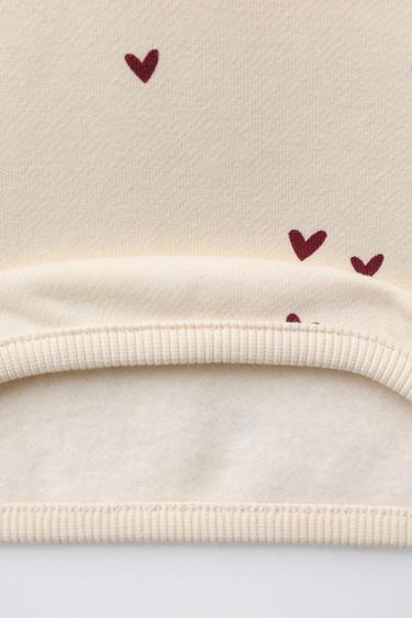 HEART PRINT SWEATSHIRT AND LEGGINGS SET - Ecru by Zara - Image 3