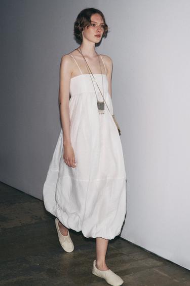 ZW COLLECTION LONG STRAPPY DRESS - Oyster-white by Zara