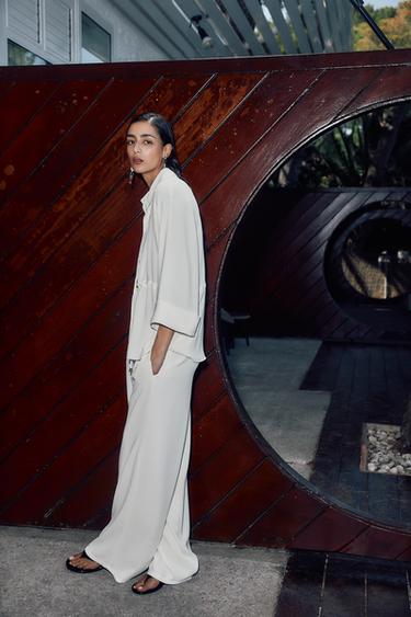 Zara GATHERED KIMONO SHIRT - Oyster-white - Image 0