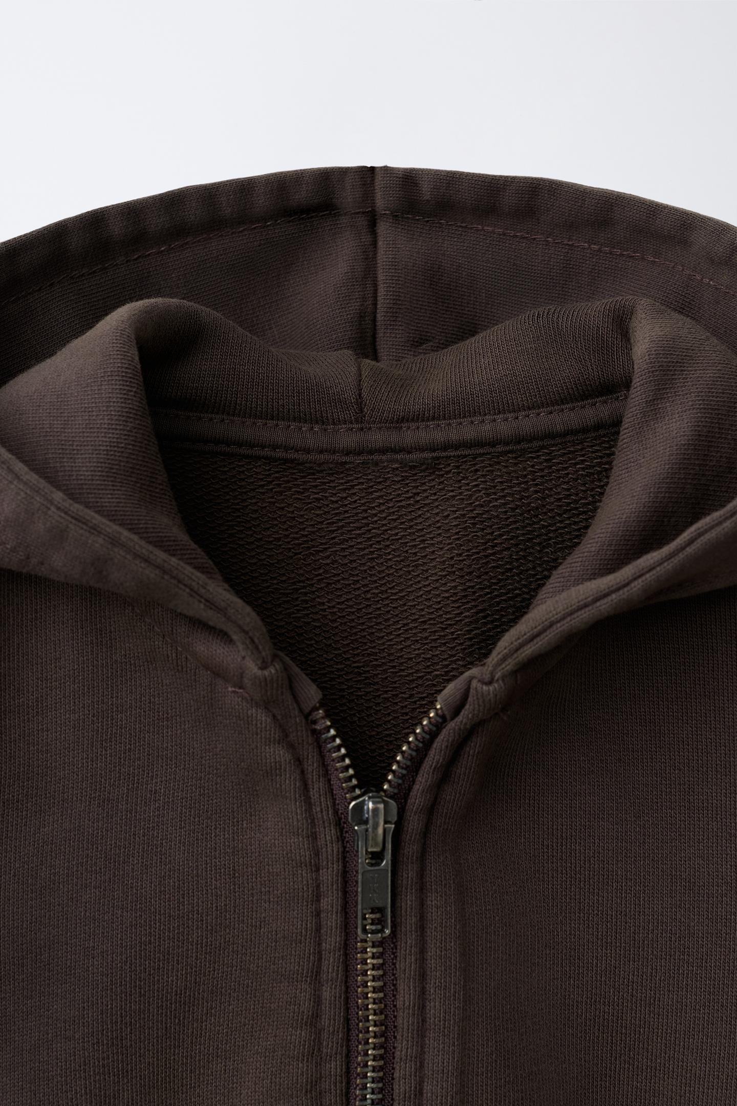 Детское худи Zara Zip-Up, цвет: Тёмный коричневый — фото 4