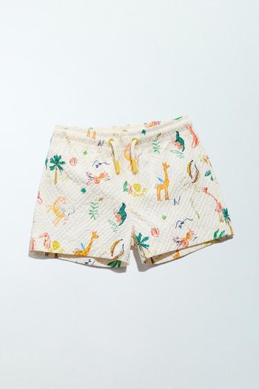 Zara 2-6 YEARS/ ANIMAL PRINT SWIM SHORTS - Ecru