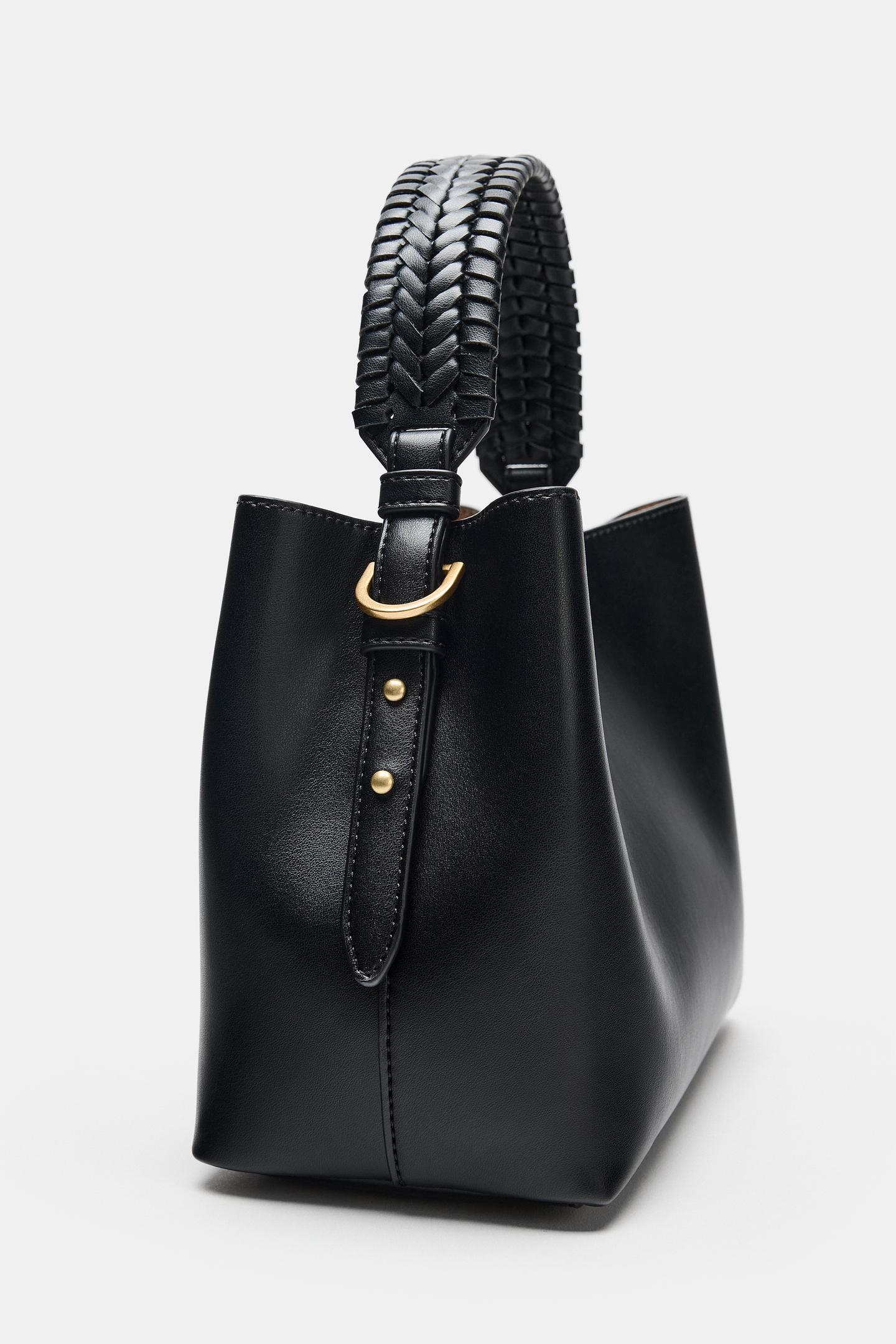 Женская сумка Zara Braided-Handle Handbag, цвет: Чёрный — фото 5