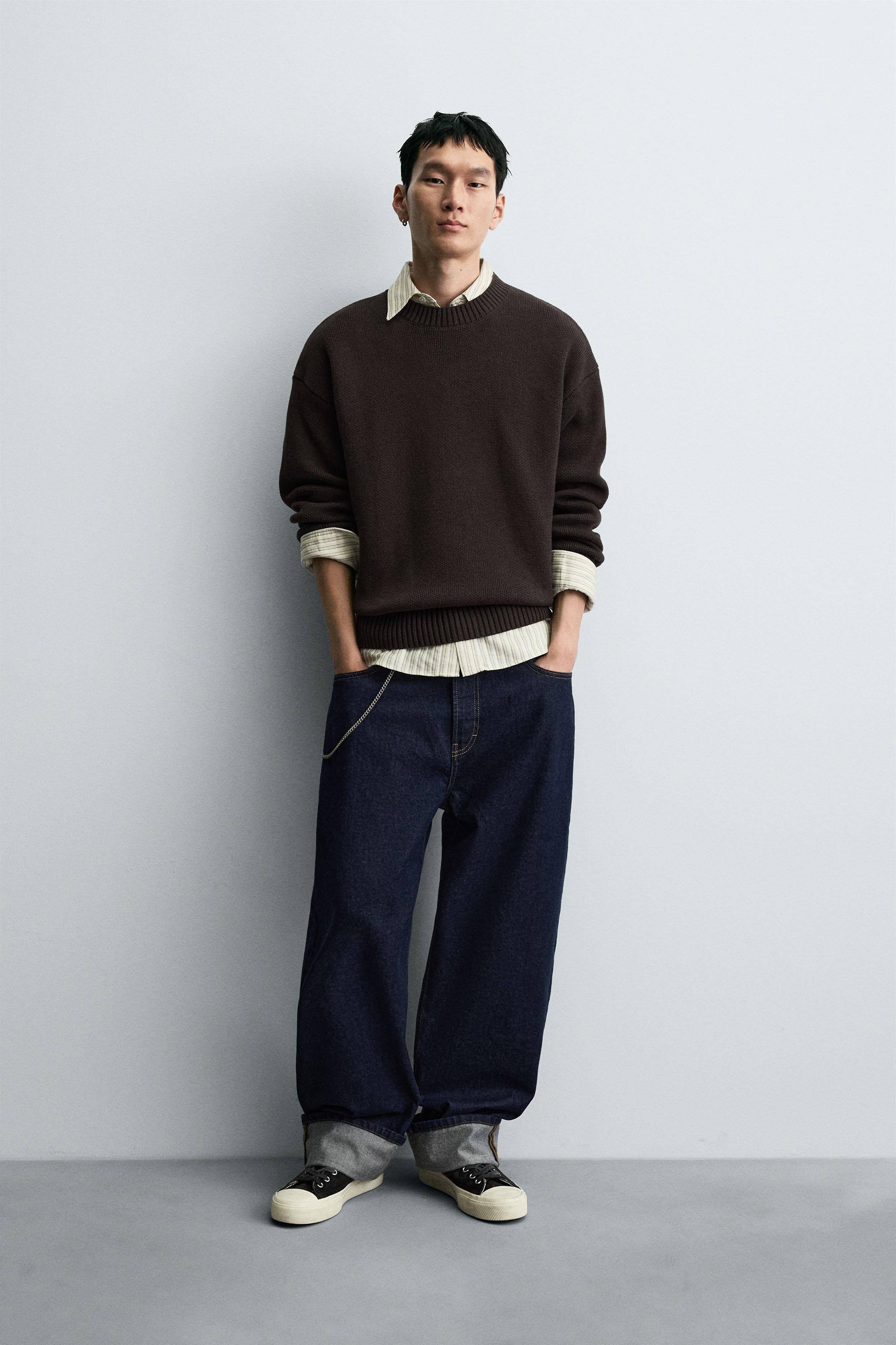 COTTON TEXTURE SWEATER - Chocolate | ZARA Canada