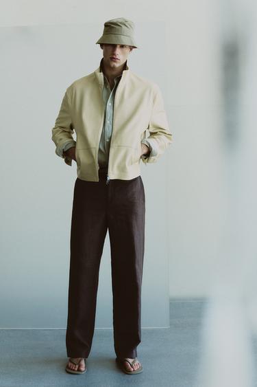 Zaras SKINNJACKA MED DRAGKEDJA - Naturfärg