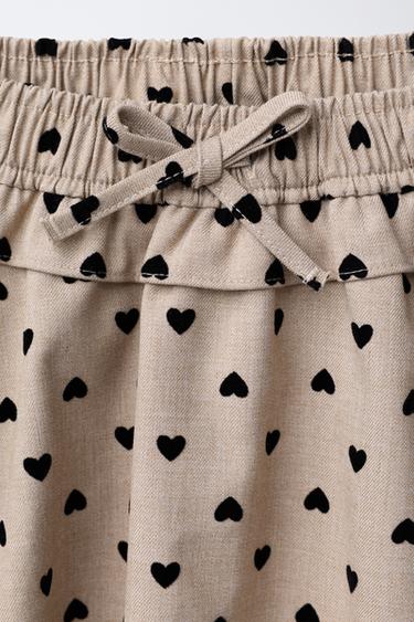 JUPE-SHORT IMPRIMÉE FLOQUÉE - Beige clair de Zara - Image 2