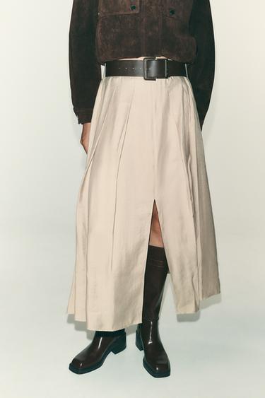BELTED MIDI SKIRT - Mid-camel by Zara - Image 3