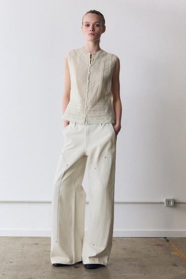 JEANS ZW COLLECTION TRABILLA TIRO MEDIO - Crudo de Zara