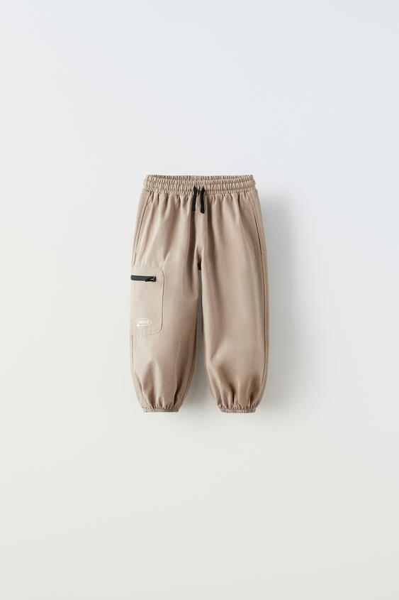 CONTRAST PARACHUTE TROUSERS - Brown / Taupe | ZARA United Kingdom