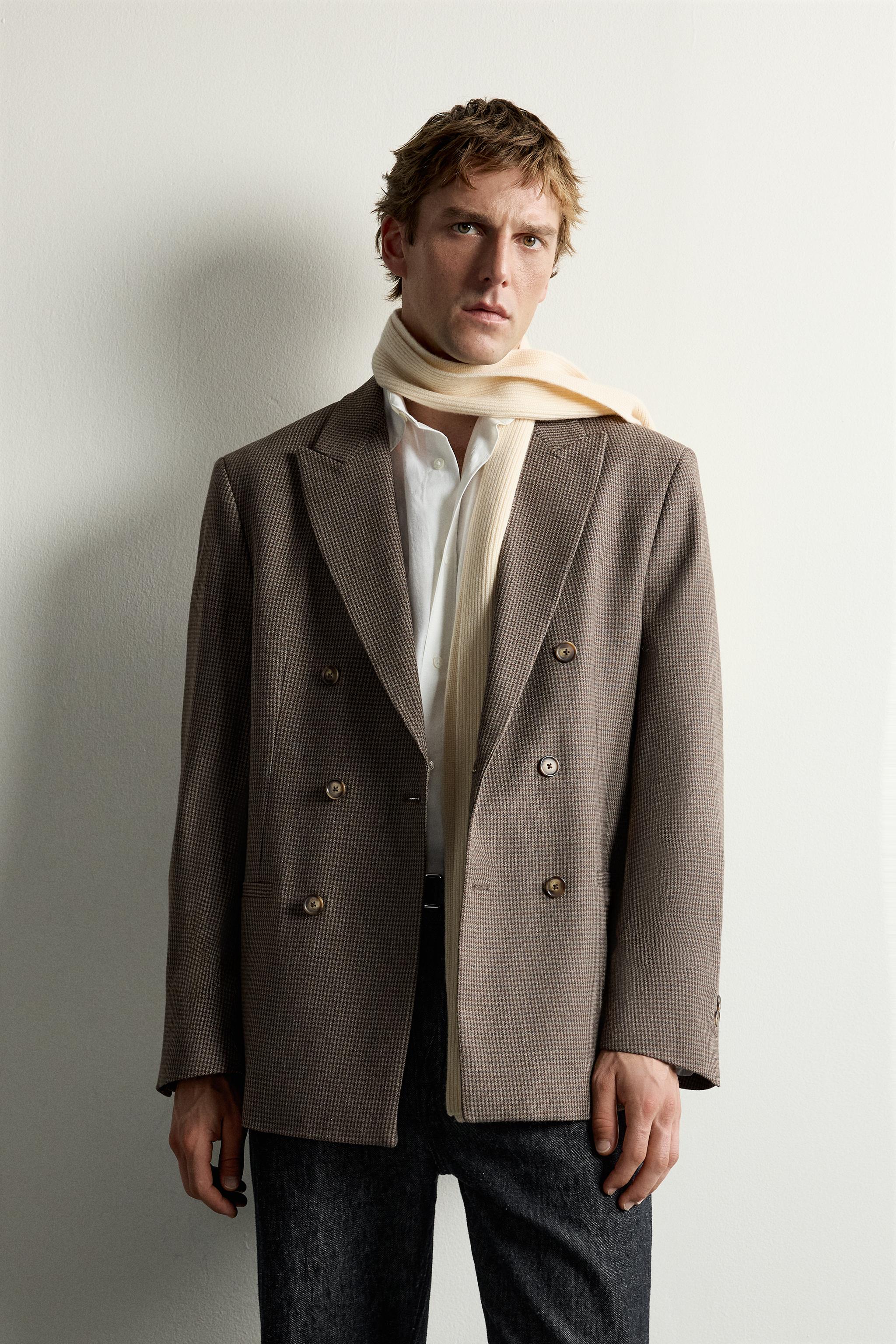 VESTE À BOUTONNAGE CROISÉ PIED-DE-POULE