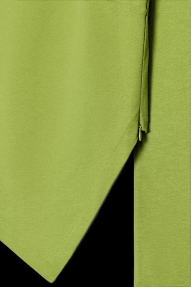 ASYMMETRIC BOAT NECK T-SHIRT - GREEN by Zara