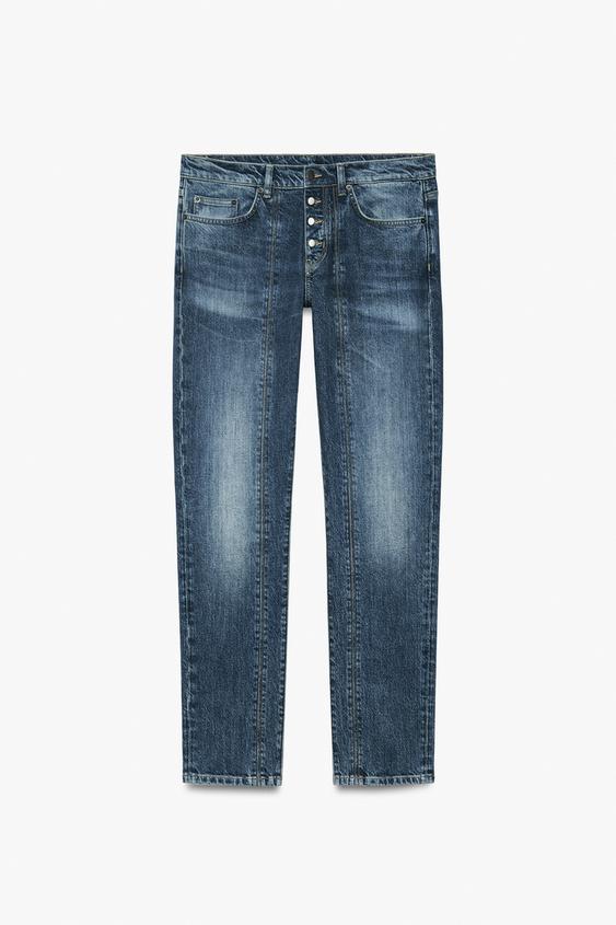 SLIM FIT JEANS WITH SEAMS - Blue by Zara - Image 0