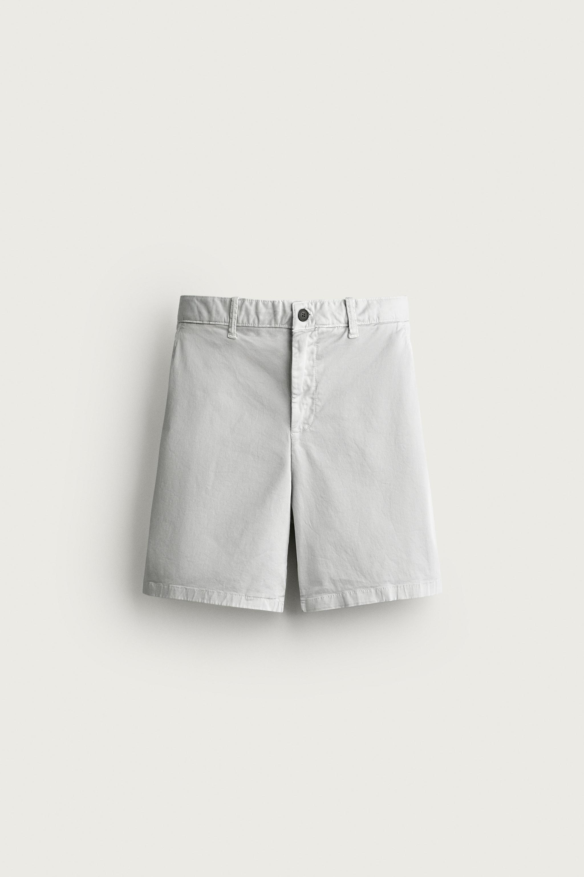REGULAR FIT CHINO BERMUDA SHORTS — Pearl gray