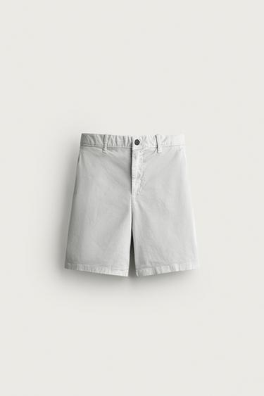 REGULAR FIT CHINO BERMUDA SHORTS - Pearl grey by Zara