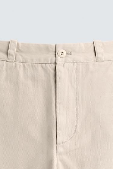 Zara WIDE FIT CHINO PANTS - Oyster-white