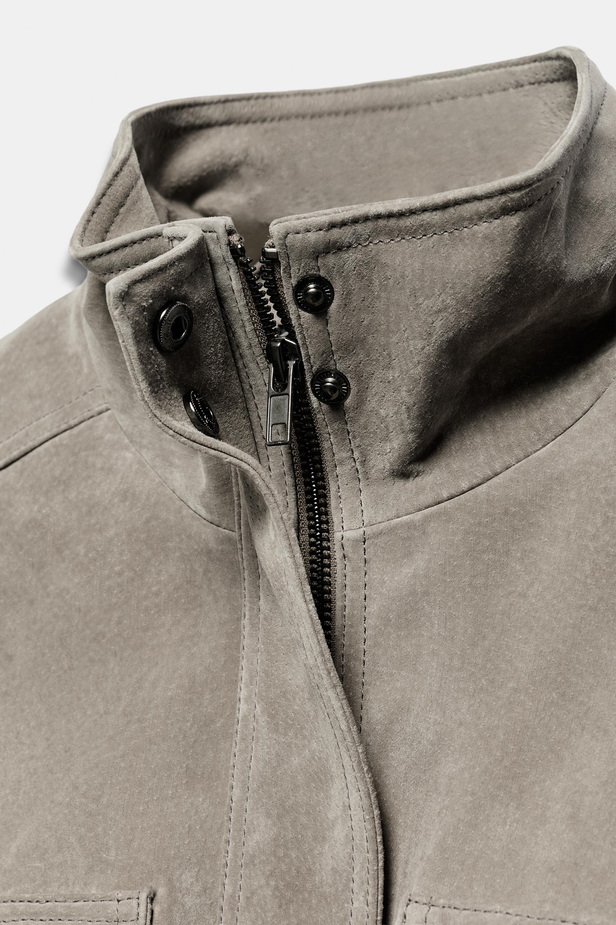 Женские куртки Zara 100% LEATHER CROPPED JACKET WITH TABS — фото 9