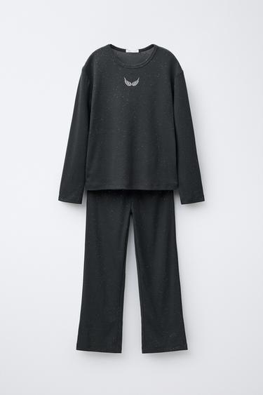 6-14 AÑOS/ PIJAMA GLITTER BORDADO - Gris antracita de Zara - Imagen 0