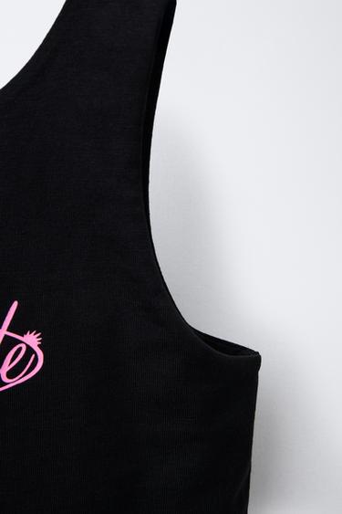 SLOGAN CROP TOP - Black by Zara - Image 3