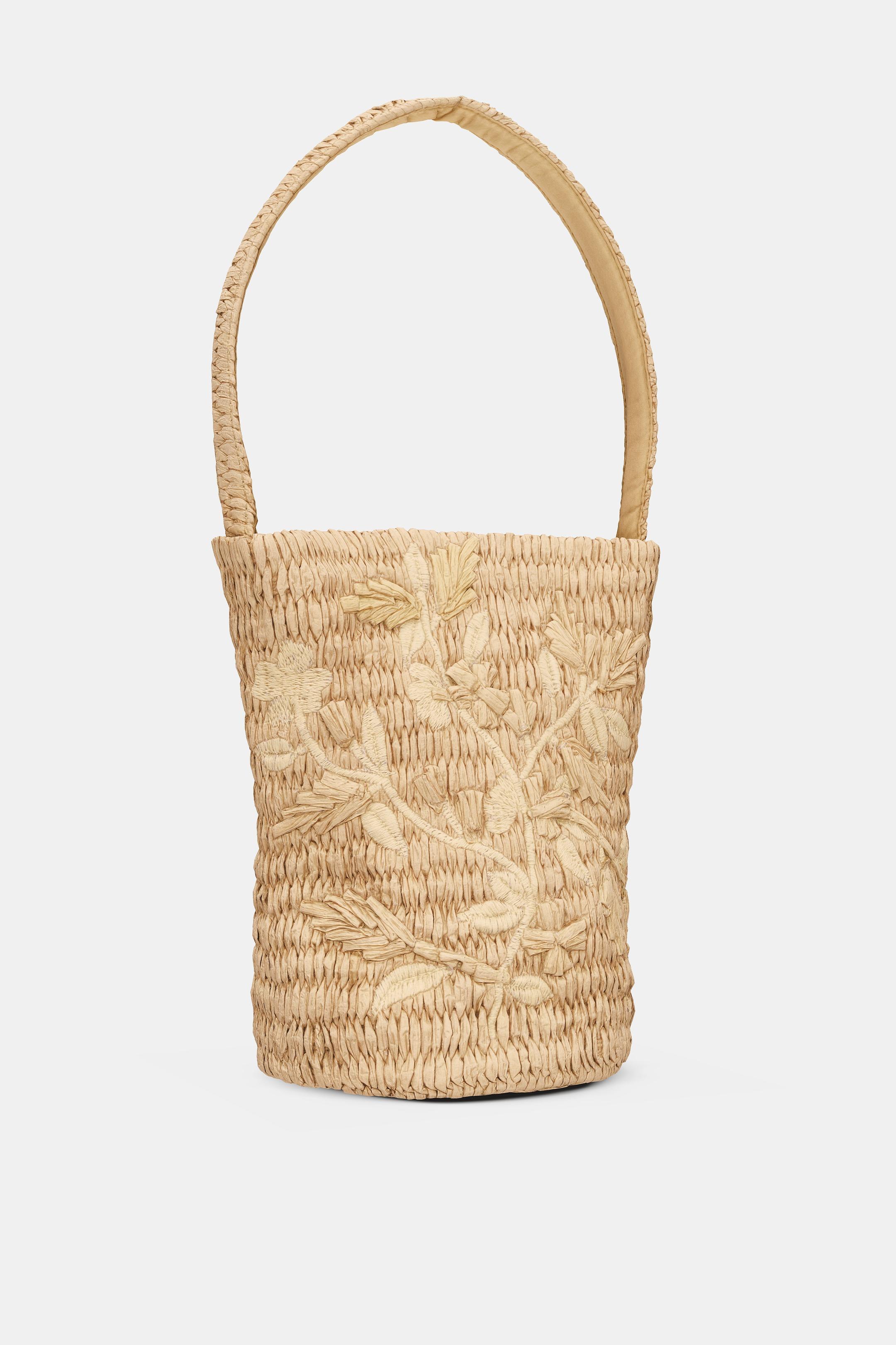 図案入り編み込みバスケット - ライトベージュ | ZARA Japan / 日本