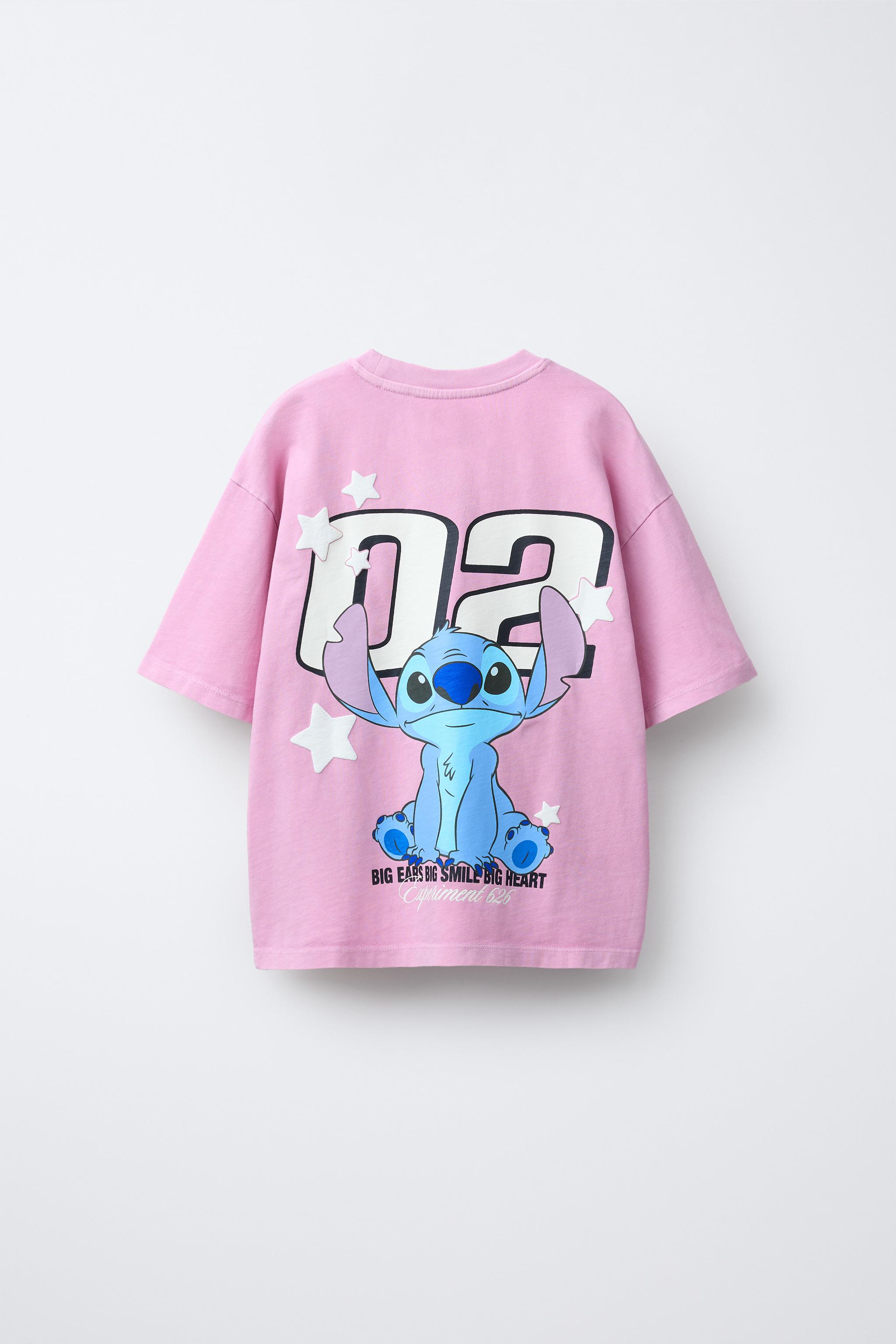 星柄 リロ＆スティッチ © ディズニー Tシャツ - ピンク | ZARA Japan