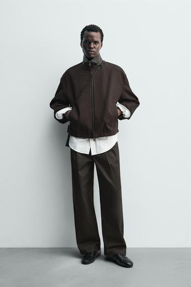 Zara COMBINATION COLLAR JACKET - Brown