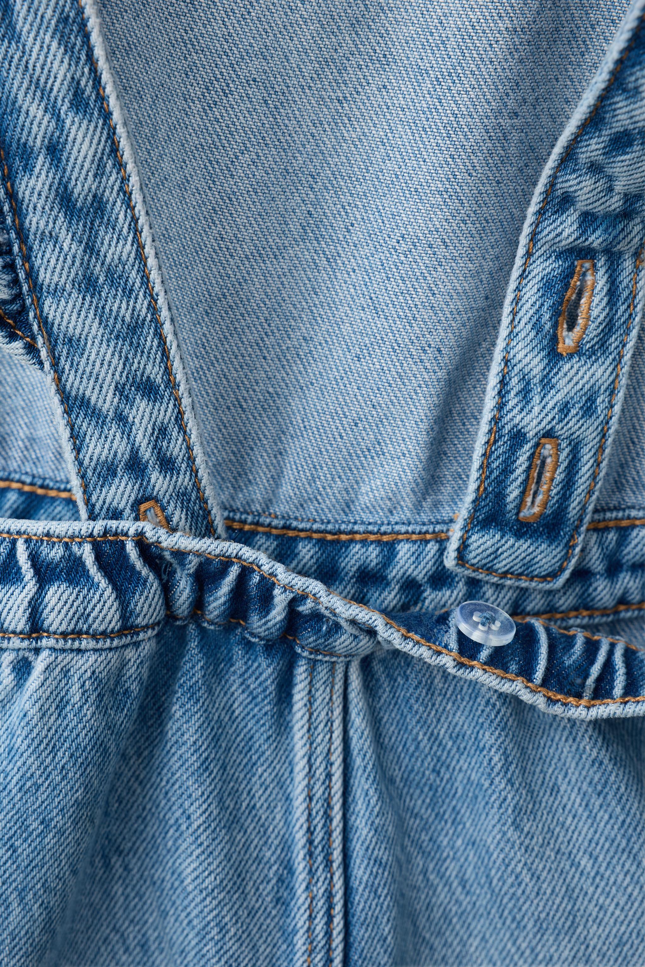 Детские комбинезоны Zara EMBROIDERED FLORAL DENIM OVERALLS — фото 5