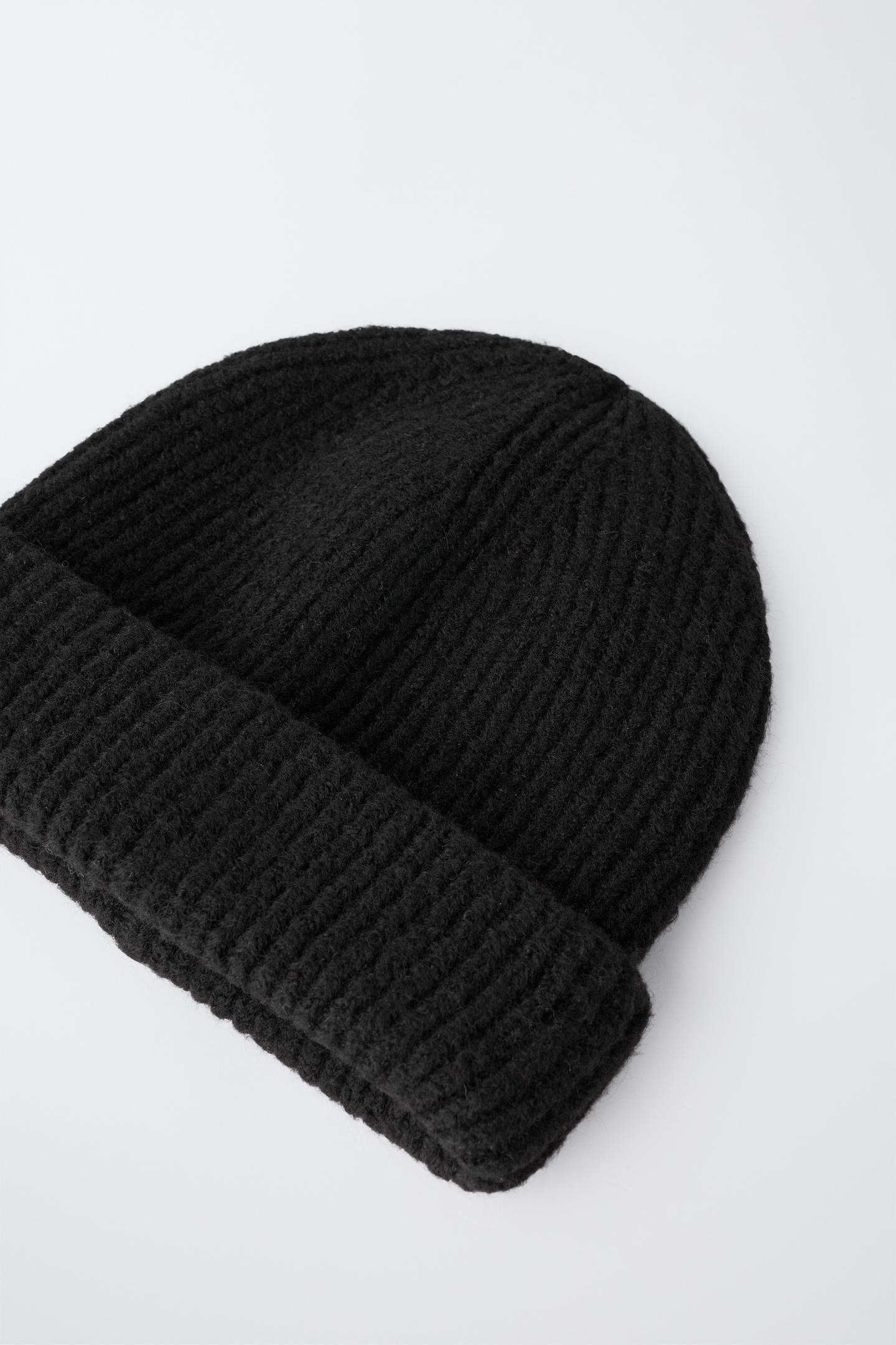 Детская шапка Zara Plain Knit Beanie, цвет: Чёрный — фото 2