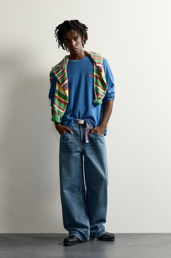 CAMISETA MANGA LARGA BÁSICA PARCHE FRUIT OF THE LOOM™ - Azul de Zara - Imagen 0