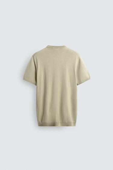 BASIC REGULAR FIT KNIT T-SHIRT - Light green by Zara