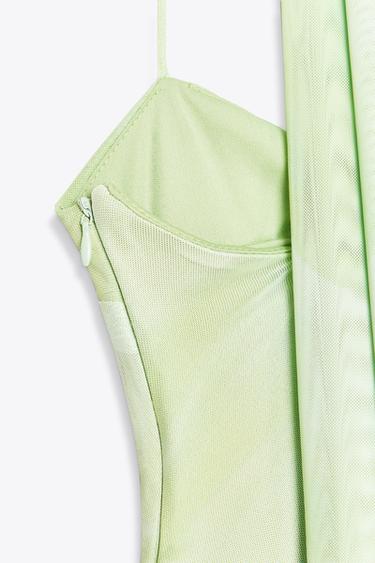 TULLE MIDI DRESS WITH SCARF - Greens by Zara - Image 6