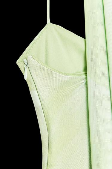 Zara TULLE MIDI DRESS WITH SCARF - Greens