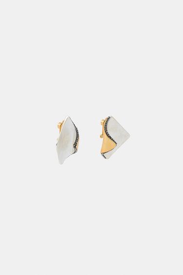 BOUCLES D'OREILLES COMBINÉES BRILLANTS - Or / Argent de Zara - Image 2