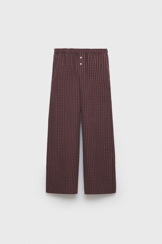 Z3D CHECKERED LACE TRIM PANTS - Pink | ZARA United States