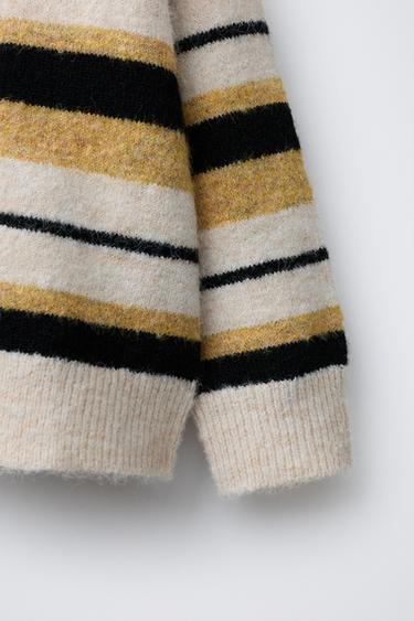 STRIPED KNIT CARDIGAN - Sand / Black by Zara - Image 3