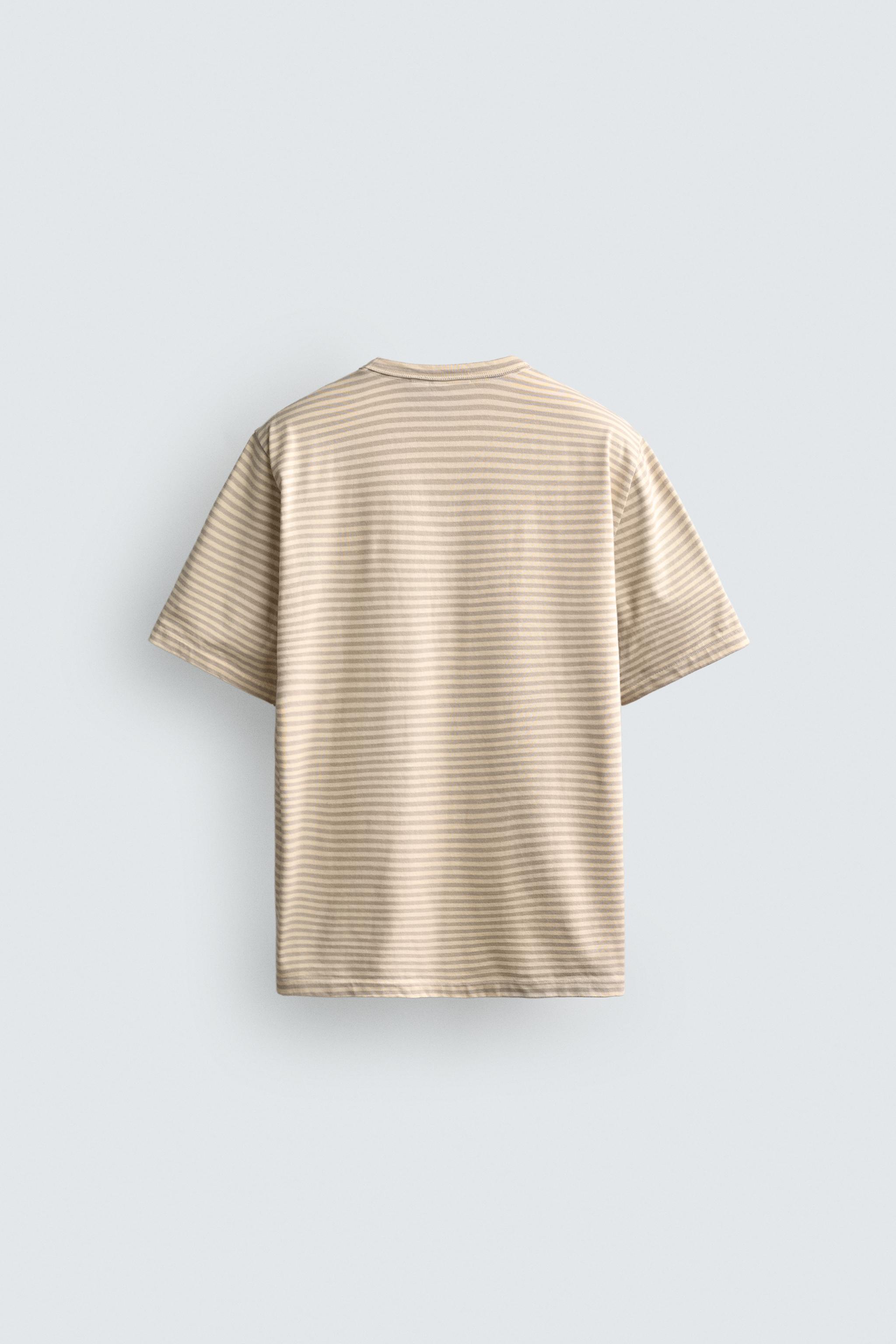 T-SHIRT JACQUARD À RAYURES AVEC POCHE