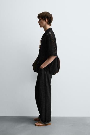 CROCHET TEXTURED SHIRT - Black by Zara - Image 3